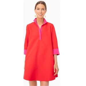 Tuckernuck Pink and Red Colorblock Megan Taffeta Dress - Size XL